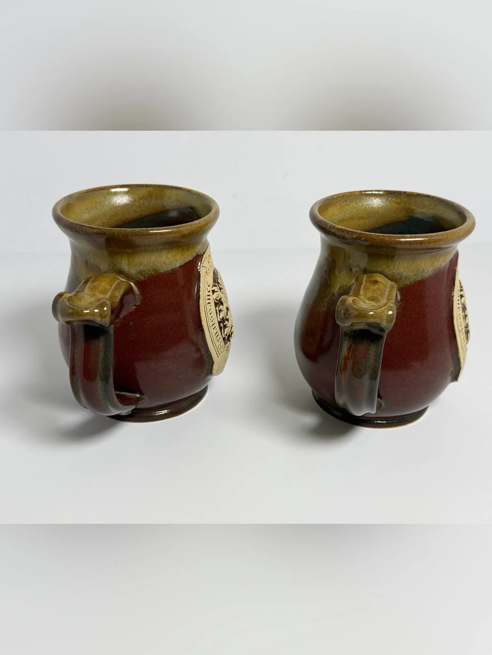 Vintage 2000 Ohio Renaissance Festival Pottery Mugs Set of 2 Banner Oak Lion